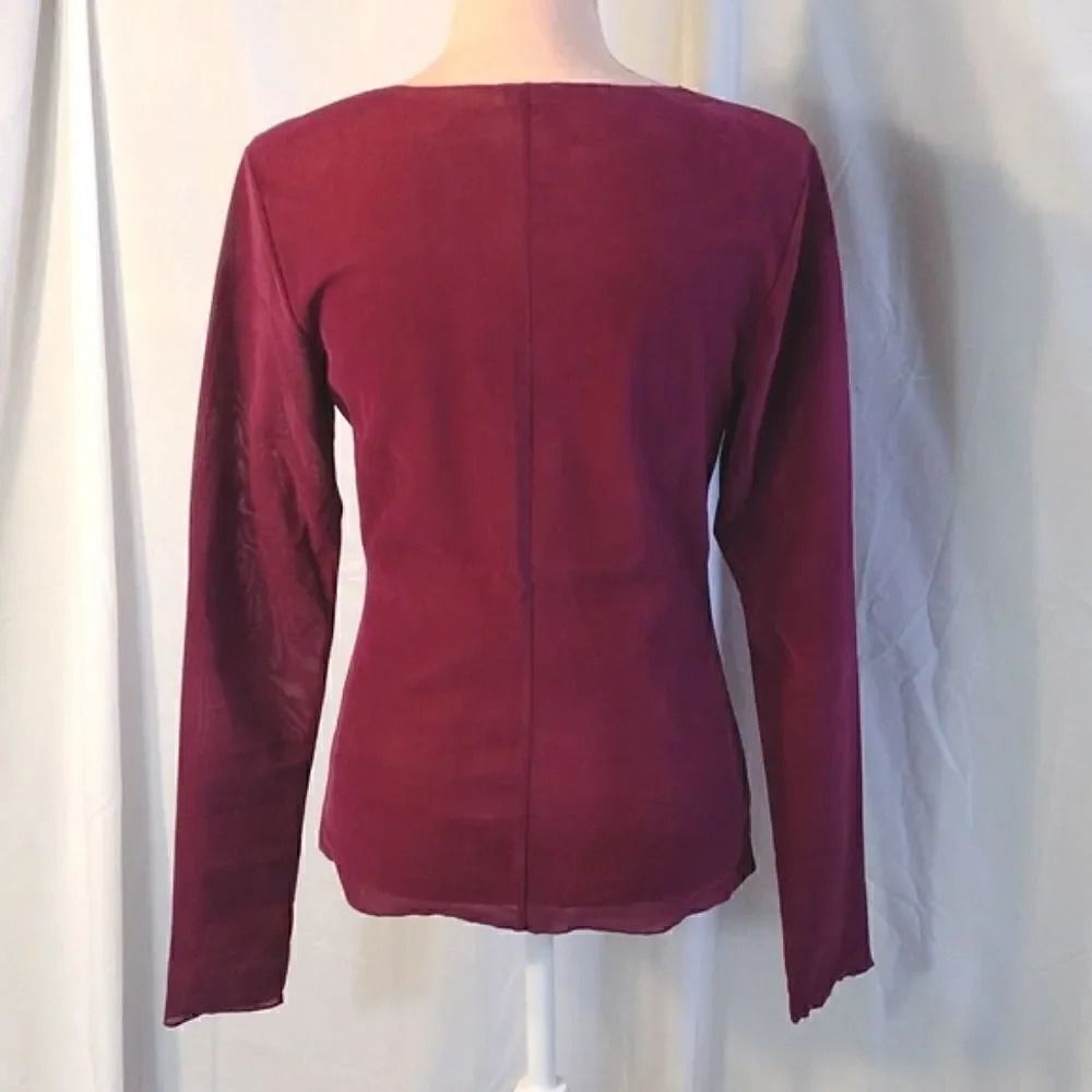 Free People Garnet Countdown Flocked Velvet Long Sleeve Top Large NWOT - Picture 12 of 16